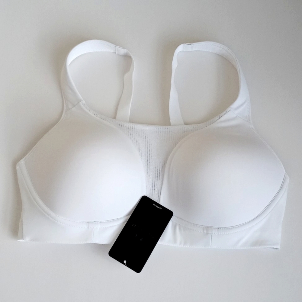 SYROKAN Women's White High Impact Padded Wireless Sports Bra 36D - Picture 14 of 16